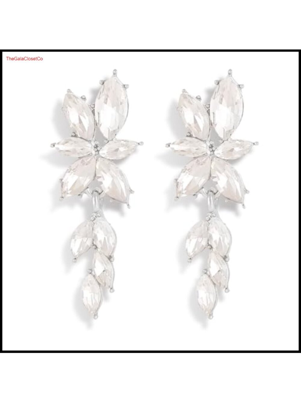 Rhinestone Crystal Dangle Earrings Silver Plated Stainless Steel Wedding Prom
